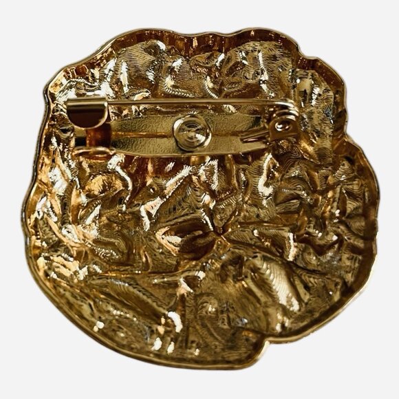 Gold Tone Textured Freeform Brooch Pin 1.5 Inch Vintage Style Jewelry NWOT - Picture 2 of 2